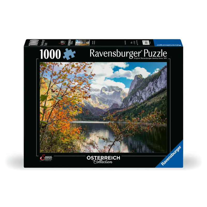 Ravensburger Puzzle mit 1000 Teilen, auf der Box ein herbstlicher Bergsee. Ravensburger Puzzle mit 1000 Teilen, auf der Box ein herbstlicher Bergsee.