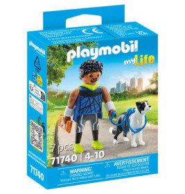 Playmobil-Set 71740: Figur mit Hund im Park für Kinder von 4-10 Jahren (My Life Serie), abgebildet auf der Verpackung.