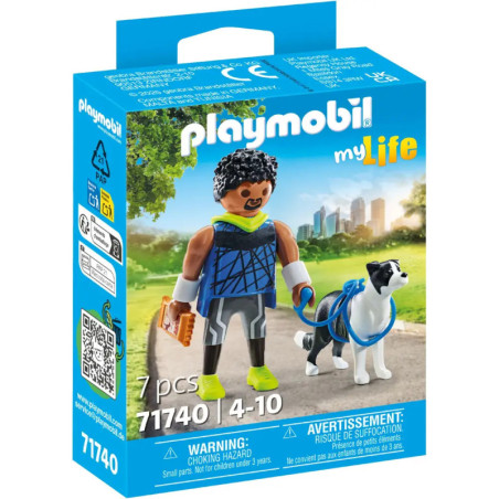 Playmobil-Set 71740: Figur mit Hund im Park für Kinder von 4-10 Jahren (My Life Serie), abgebildet auf der Verpackung.