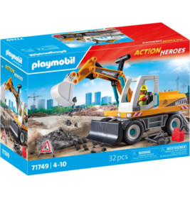 Playmobil Action Heroes Bauset mit Spielzeugbagger und 32 Teilen, geeignet für Kinder von 4 bis 10 Jahren.