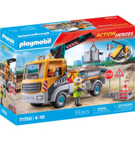 Playmobil Action Heroes Bausatz: Bagger mit 55 Teilen, geeignet für Kinder von 4 bis 10 Jahren.