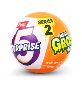 Orange Zuru 5 Surprise Mega Gross Minis Serie 2 Ball mit auffälligem Text und Schleim-Grafik.
