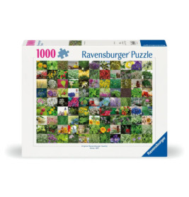 Ravensburger Puzzle mit 1000 Teilen und einer Collage aus bunten Blumen und Pflanzen auf dem Karton.