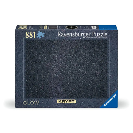Ravensburger Krypt Puzzlebox mit 881 leuchtenden, einzigartigen, dunkel gefärbten Teilen.