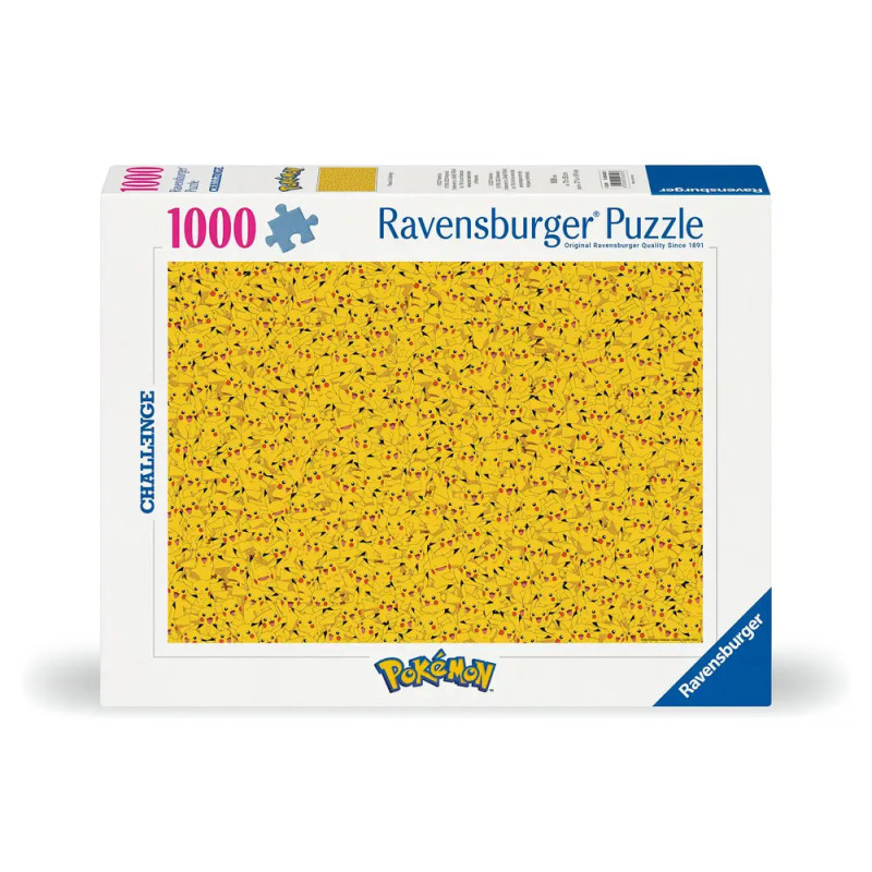 Ravensburger Puzzle mit 1000 Teilen zeigt ein dichtes Pikachu-Muster auf gelbem Hintergrund. Ravensburger Puzzle mit 1000 Teilen zeigt ein dichtes Pikachu-Muster auf gelbem Hintergrund.