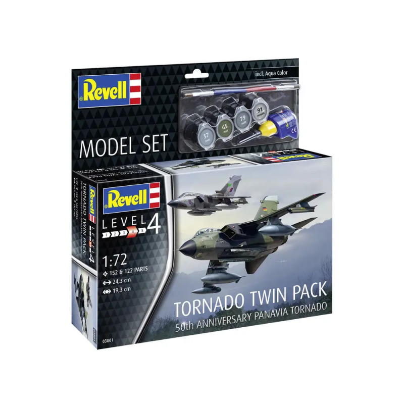 Revell Tornado Twin Pack, 50 Jahre Jubiläum, Modellbausatz inkl.. Farben und Pinsel in der Verpackung. Revell Tornado Twin Pack, 50 Jahre Jubiläum, Modellbausatz inkl.. Farben und Pinsel in der Verpackung.