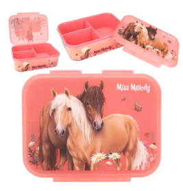 Depesche Miss Melody Brotdose mit Pferden, Blumen, Logo und 3 Fächern. EAN: 4010070674489.