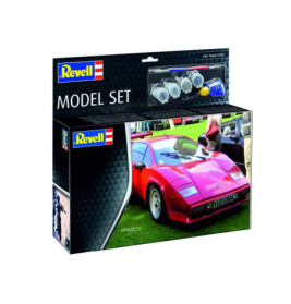 Revell-Set mit rotem Sportwagen auf der Verpackung, inklusive Farben und Pinsel.