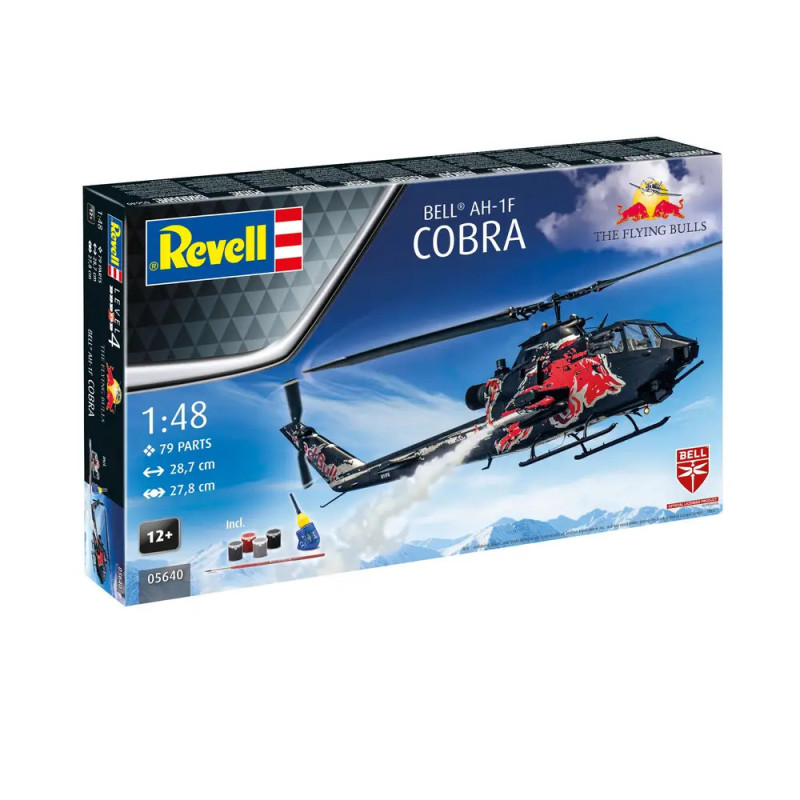 Revell-Bausatz: 1:48 Bell AH-1F Cobra, 79 Teile, Flying Bulls Design.
