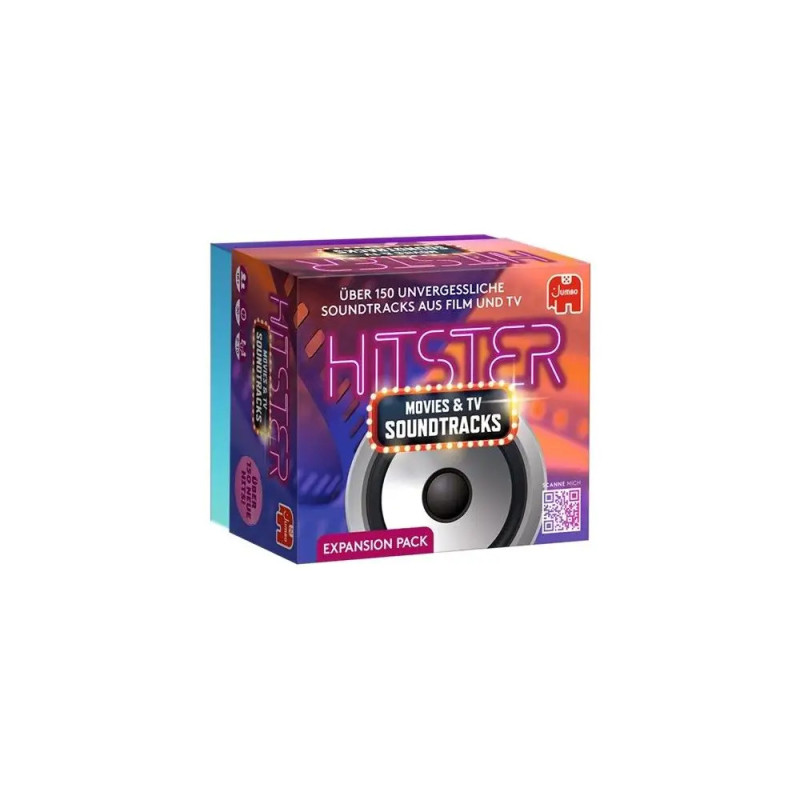 Lila HITSTER: Movies & TV Soundtracks Erweiterungspack mit Lautsprecher-Grafik auf der Vorderseite. Lila HITSTER: Movies & TV Soundtracks Erweiterungspack mit Lautsprecher-Grafik auf der Vorderseite.