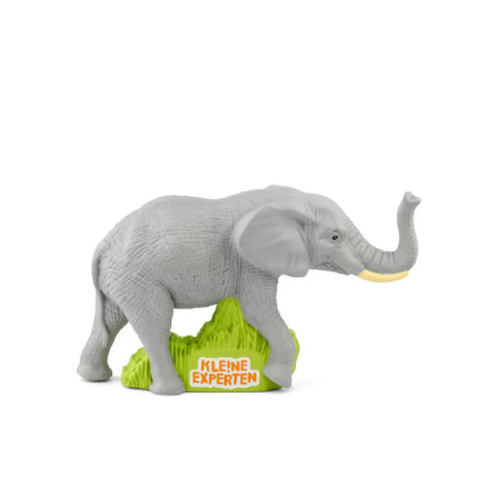 Ein Spielzeugelefant vor weißem Hintergrund.