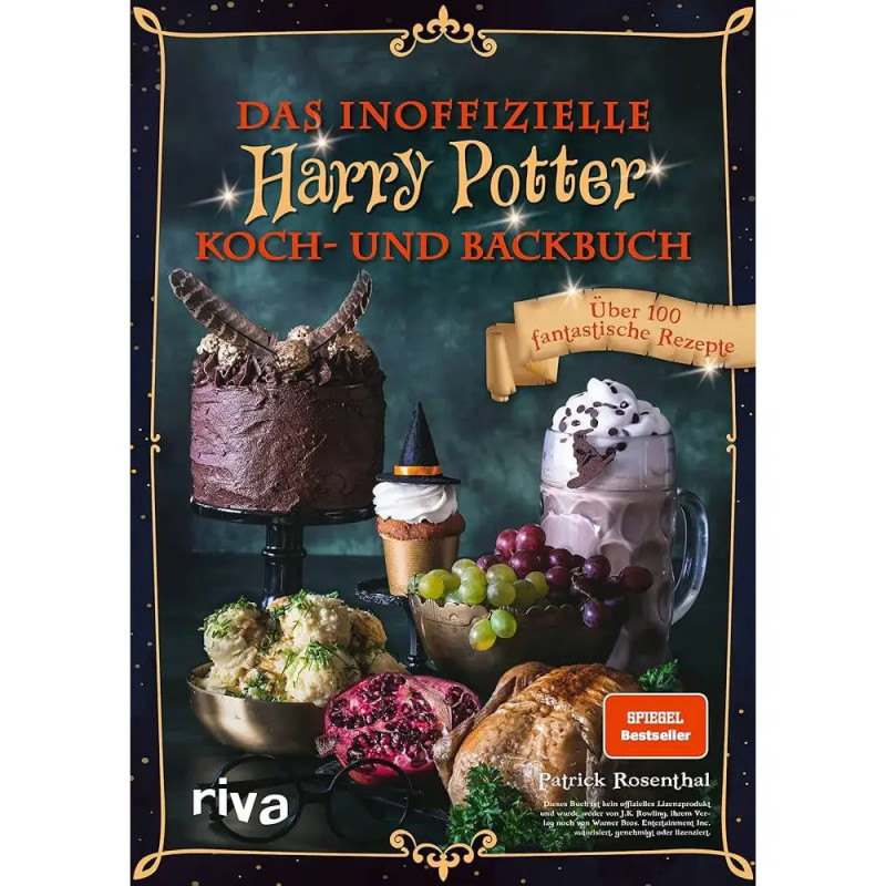 Cover eines Kochbuchs mit Harry Potter-Desserts und dem Titel Das inoffizielle Harry Potter Koch- und Backbuch.