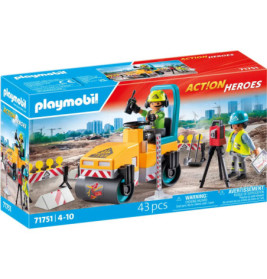 Playmobil Action Heroes Spielset mit Bauarbeitern, Fahrzeugen und 43 Teilen für Kinder von 4-10 Jahren.