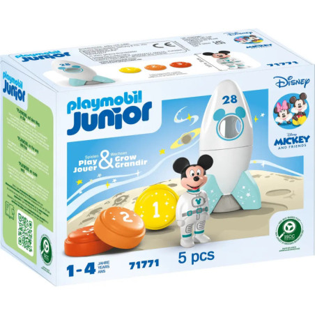 Playmobil Junior Mickey Mouse Raketen-Spielset, ab 1 Jahr, mit Rakete und Mickey-Figur.