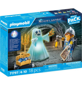 Playmobil Novelmore Starter Pack mit Gespenst, Ritter, Schatztruhe und Zubehör in der Verpackung.