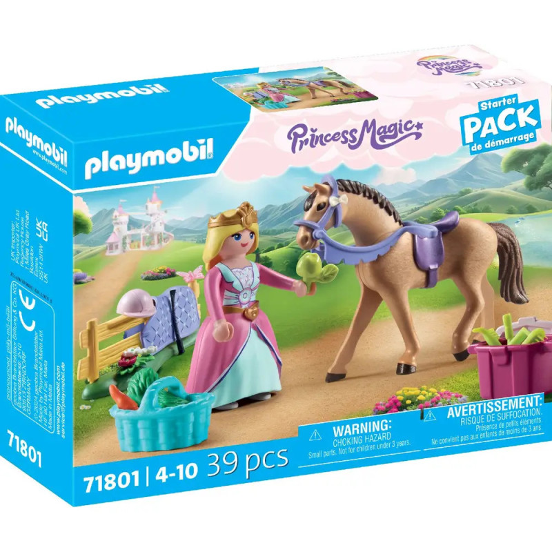 Playmobil Prinzessin Magic Starter-Pack: Box mit Prinzessin, Pferd und Zubehör auf der Vorderseite abgebildet.