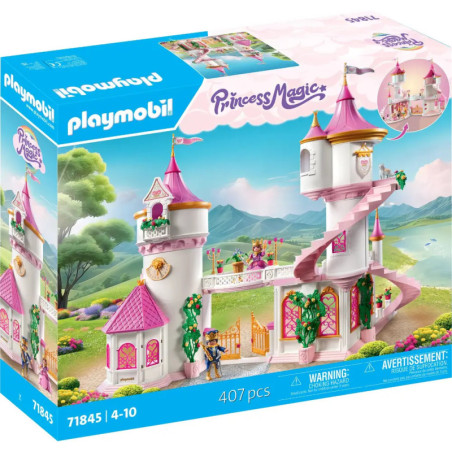 Playmobil Princess Magic Schloss mit rosa Türmen, 407 Teile, für Kinder von 4-10 Jahren.