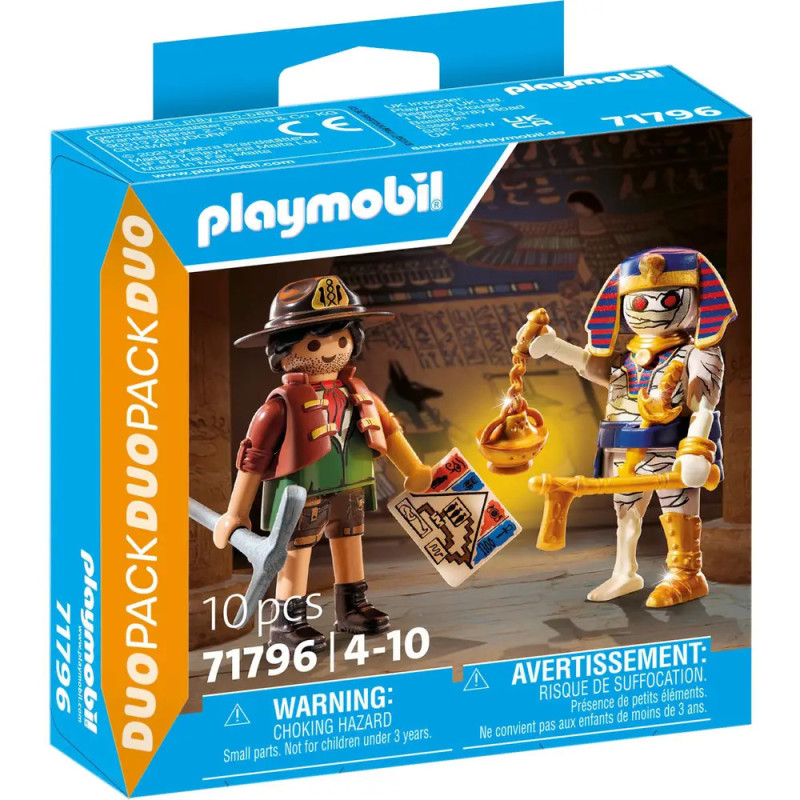 Playmobil-Box mit Forscher und Pharao, geeignet für Kinder von 4 bis 10 Jahren.