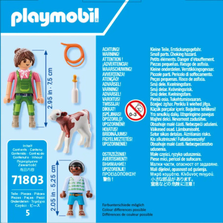 PLAYMOBIL 71803 Bäuerin mit Kind und Kalb