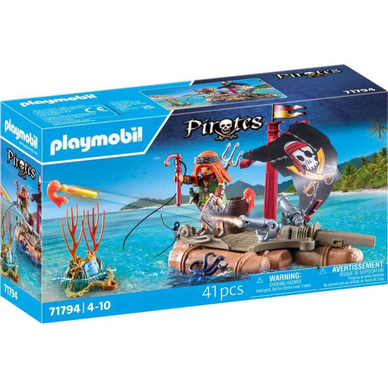 Playmobil Piraten Set: Piratenfiguren auf Floß mit Zubehör, 41 Teile, für Kinder von 4-10 Jahren.