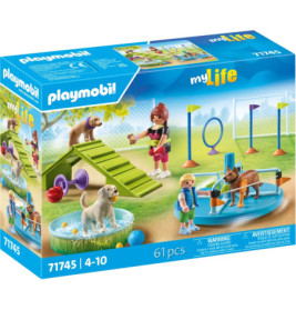 Playmobil My Life Hundetrainingsset mit Figuren, Hunden, Parcours, Zubehör, 61 Teile, ab 4 Jahren.