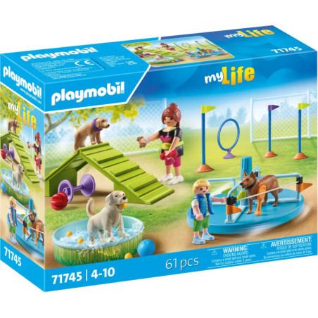 Playmobil My Life Hundetrainingsset mit Figuren, Hunden, Parcours, Zubehör, 61 Teile, ab 4 Jahren.