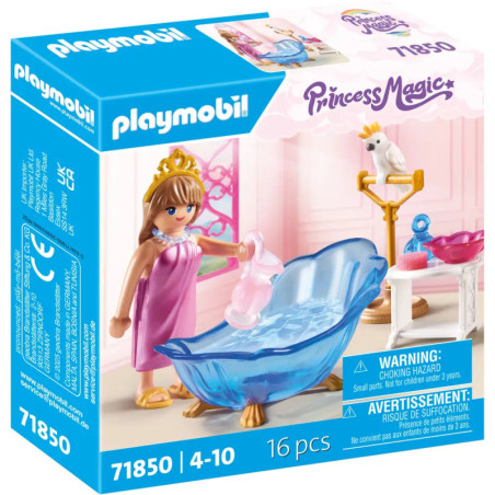 Playmobil Princess Magic Set mit Prinzessin, Badewanne, Vogel und Zubehör, für Kinder von 4-10 Jahren.