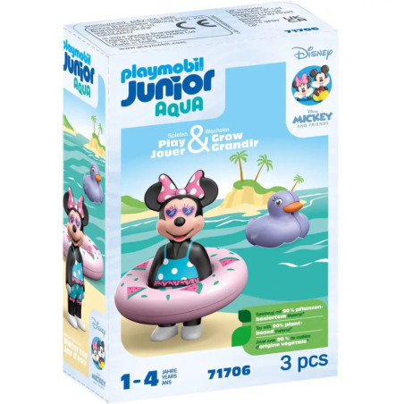 Playmobil Junior Aqua-Set: Minnie Mouse im Schwimmring, lila Ente, für Kinder von 1-4 Jahren, 3 Teile.