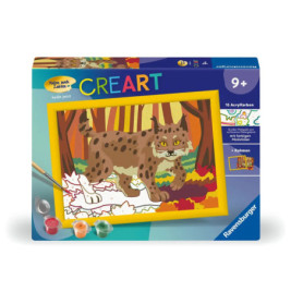 Ravensburger Malen-nach-Zahlen-Set mit Luchs im Wald, ab 9 Jahren.