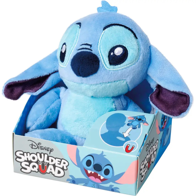 Disney Shoulder Squad: Stitch Plüschfigur in blauer Verpackung mit Stitch-Motiv und Logo.