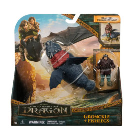 Dragons-Spielset mit Gronckle-Drache, Fishlegs-Figur und Verpackungsdesign.