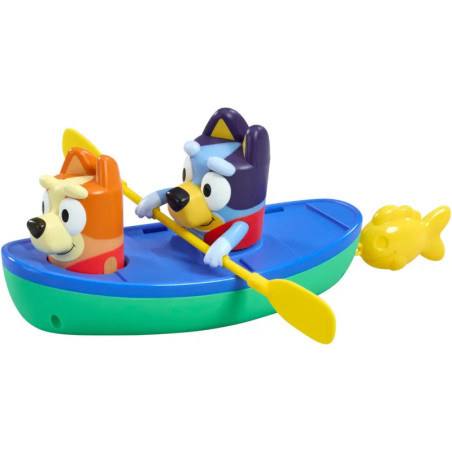Bluey Kanu. Schau Bluey und Bingo zu, wie Sie über das Wasser Paddeln.