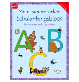 Buntes Deutsch-Arbeitsbuch mit großen A, B, C und Tieren, für Kinder ab 5 Jahren.