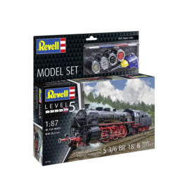 Revell-Modelset schwarze Dampflok, inklusive Farben und Pinsel, Schwierigkeitsgrad 5.