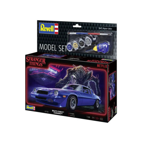 Model Set Stranger Things Chevy Camaro Z 28, Revell Modellbausatz mit Basiszubehör Model Set Stranger Things Chevy Camaro Z 28, Revell Modellbausatz mit Basiszubehör