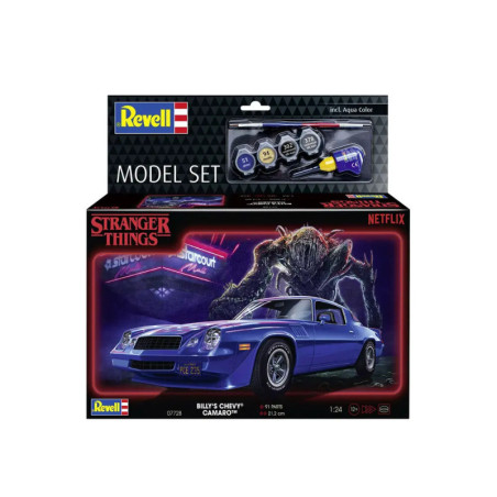 Model Set Stranger Things Chevy Camaro Z 28, Revell Modellbausatz mit Basiszubehör Model Set Stranger Things Chevy Camaro Z 28, Revell Modellbausatz mit Basiszubehör