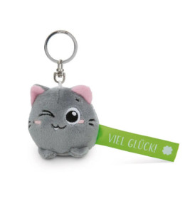 Schlüsselanhänger Katze Viel Glück! grün