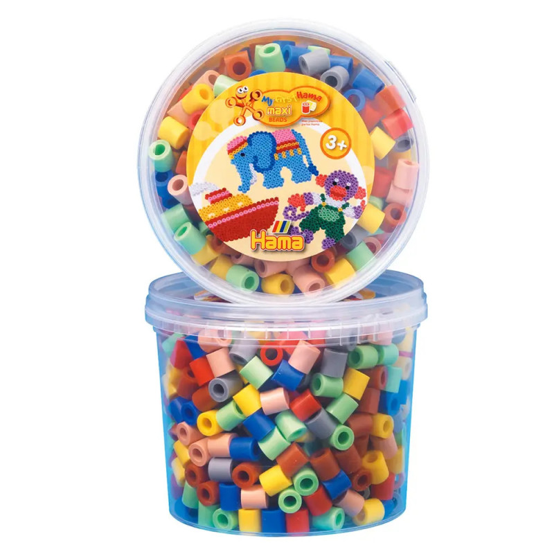 Hama® Bügelperlen Maxi-Perlen Dose, Vollton-Mix (7 Farben).