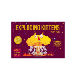 Exploding Kittens Party Pack Kartenspiel mit Cartoon-Katze, Explosion, ab 7 Jahren, deutsche Version.