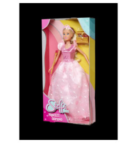 Blonde Puppe im pinken Prinzessinnenkleid mit Tiara in einer Verpackung Steffi Love Princess Diamond.