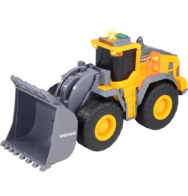 Ein Spielzeugtraktor mit Schaufel.