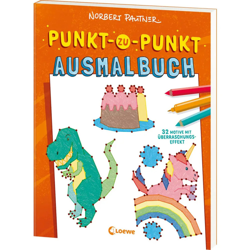 Punkt-zu-Punkt-Ausmalbuch 32 Motive orange