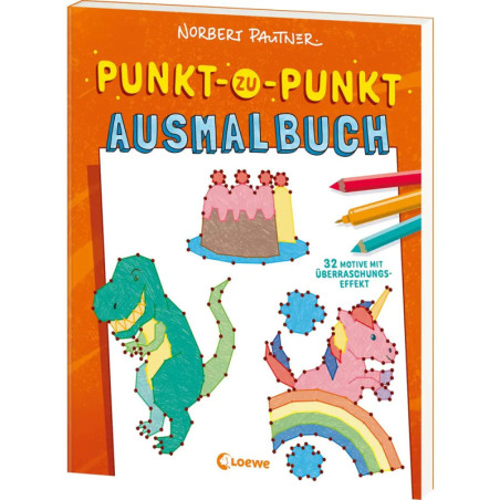 Punkt-zu-Punkt-Ausmalbuch 32 Motive orange