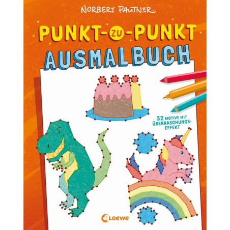 Punkt-zu-Punkt-Ausmalbuch 32 Motive orange