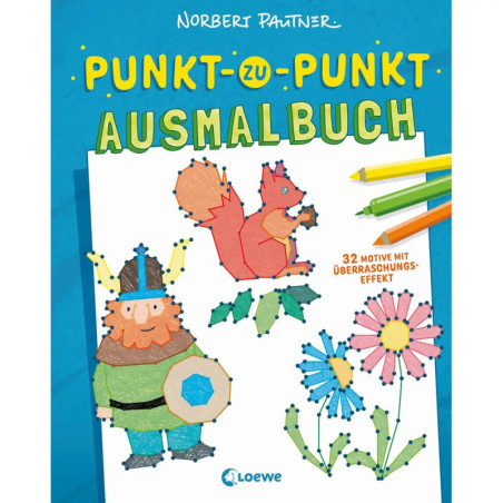 Punkt-zu-Punkt-Ausmalbuch 32 Motive blau