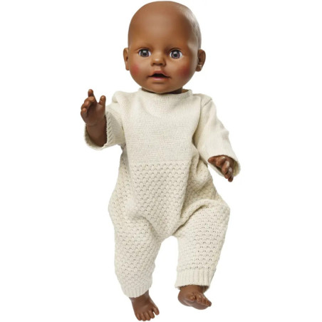 Puppen-Strickstrampler aus 100 % Bio-Baumwolle, ecru, Gr. 35-45 cm