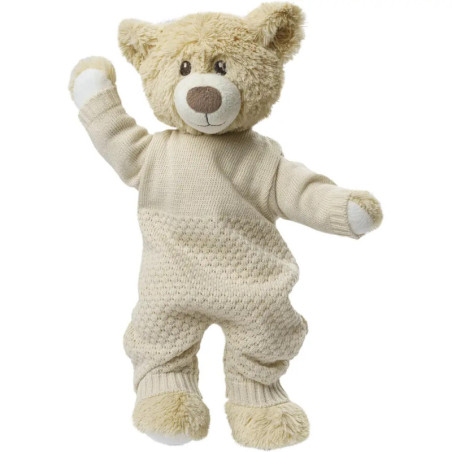 Puppen-Strickstrampler aus 100 % Bio-Baumwolle, ecru, Gr. 35-45 cm