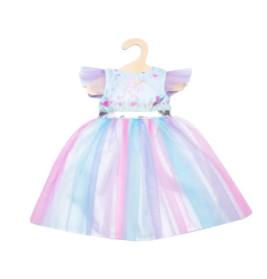 Puppen-Kleid Fee und Einhorn mit silberner Krone, Gr. 28-35 cm