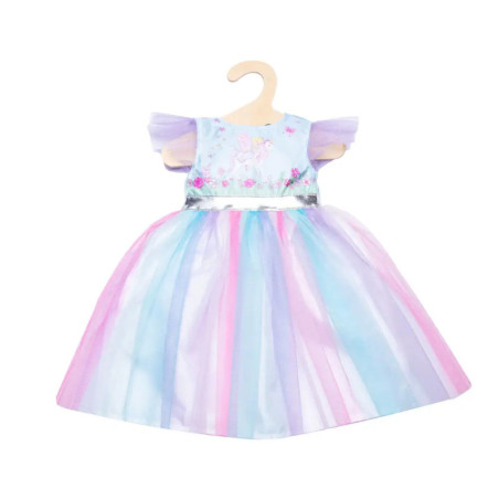 Puppen-Kleid Fee und Einhorn mit silberner Krone, Gr. 28-35 cm