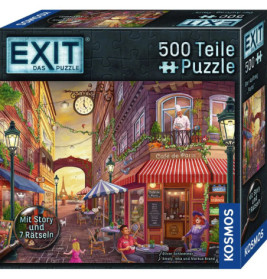 Puzzle mit 500 Teilen: Bunte Pariser Straßenszene mit Café und Menschen davor.